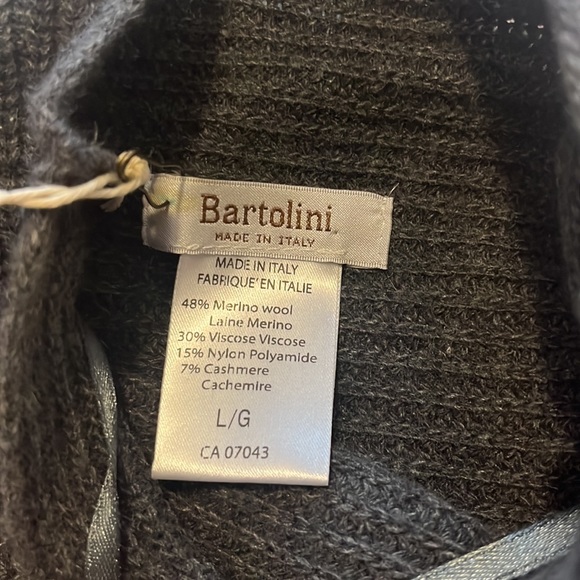BARTOLINI Wool Cashmere Grey Sweater Mock Turtle Neck Knit Italy Top L BNWT - Picture 4 of 4